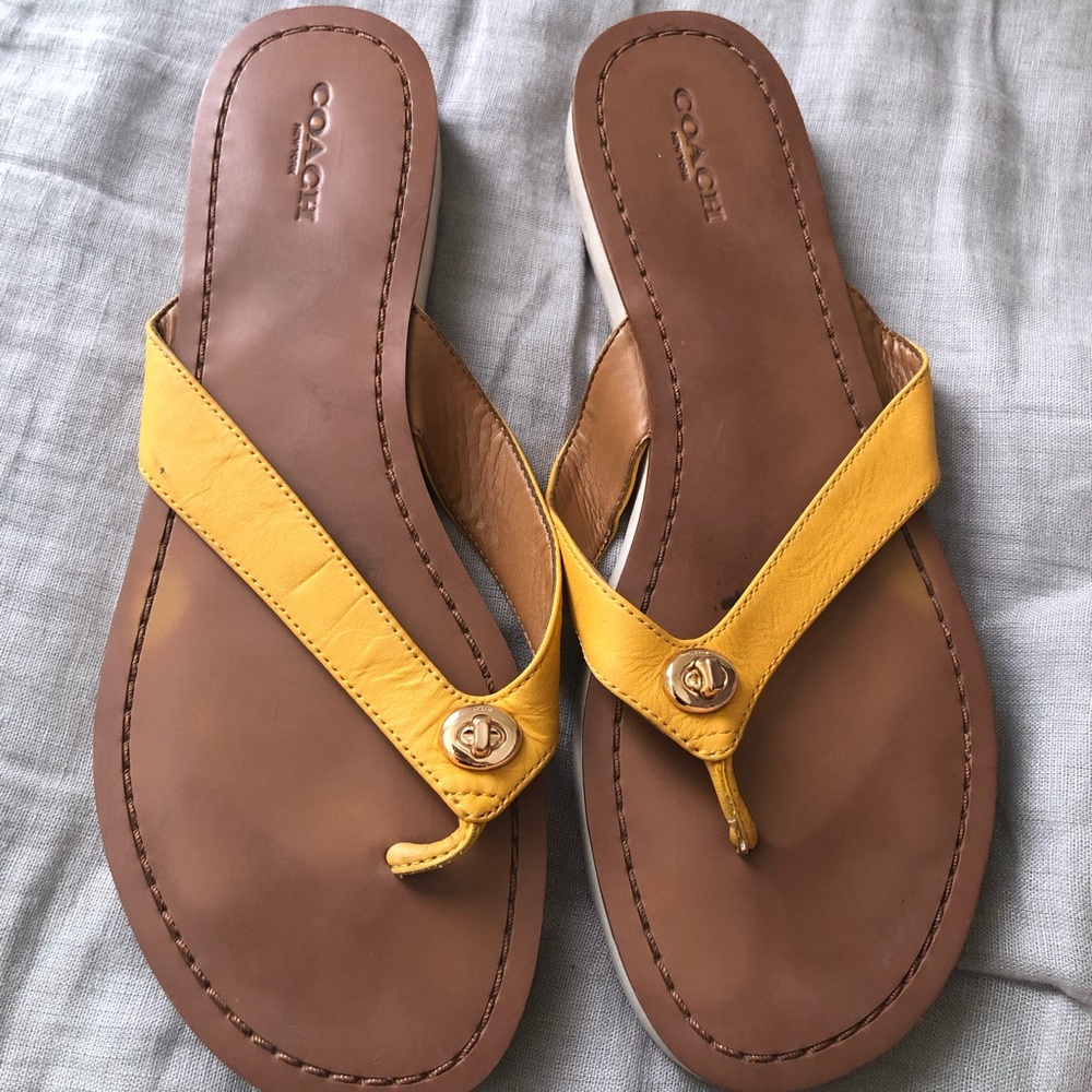 COACH | mustard yellow & tan sandals
